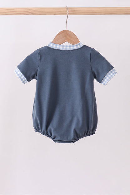 Blue football applique bubble