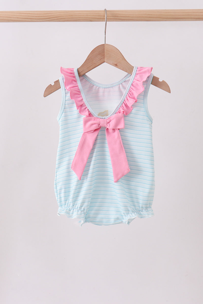 Blue sailboat applique ruffle bubble