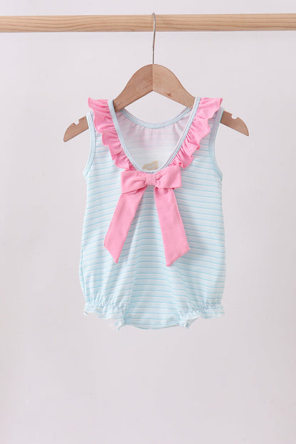 Blue sailboat applique ruffle bubble