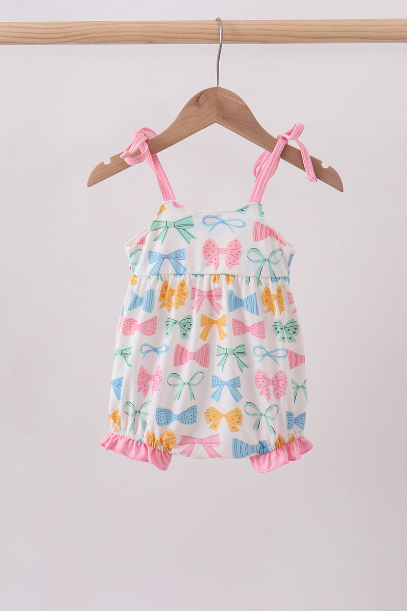 Pink bow I love MOMMY smocked bubble