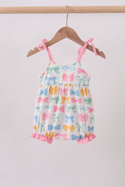 Pink bow I love MOMMY smocked bubble