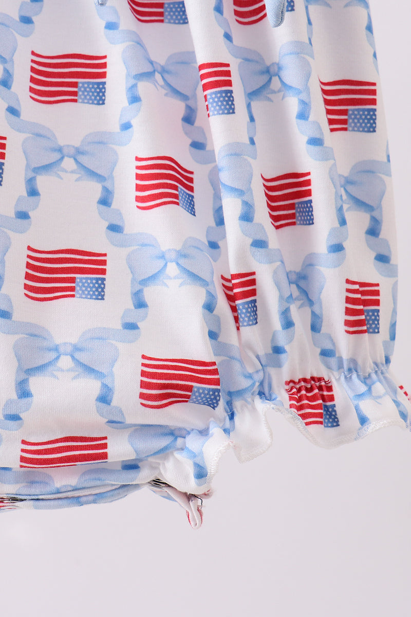 Blue flag embroidery bow bubble