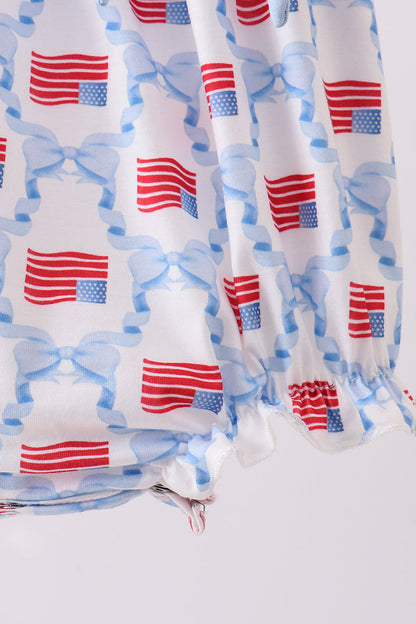 Blue flag embroidery bow bubble