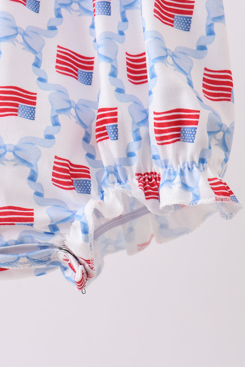 Blue flag embroidery bow bubble