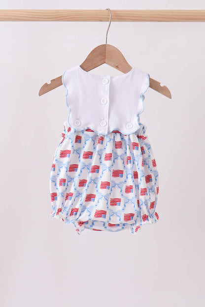 Blue flag embroidery bow bubble