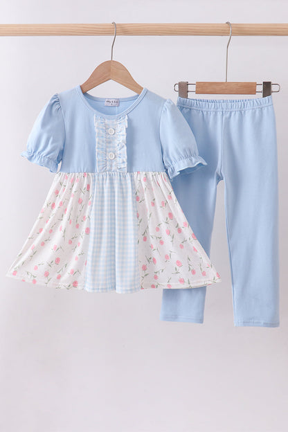 Blue floral pants set